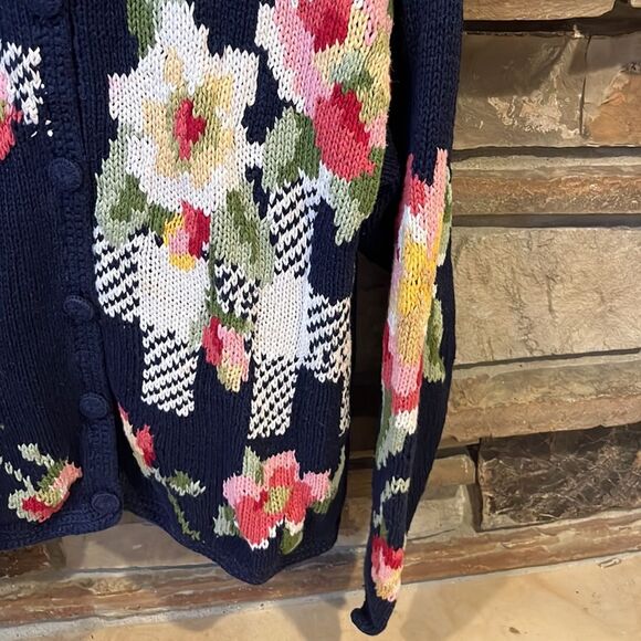 Vintage Susan Bristol Hand Knit Floral Ramie Cotton Cardigan - Picture 4 of 7
